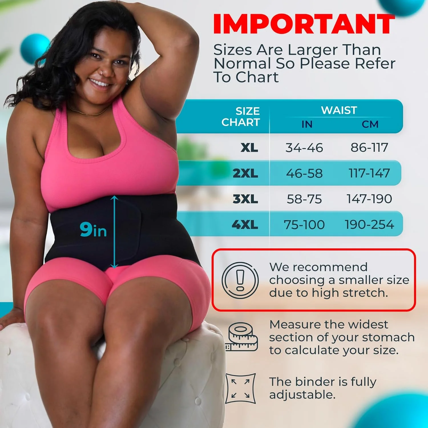 Plus Size 9 Inch Abdominal Binder - Image 4
