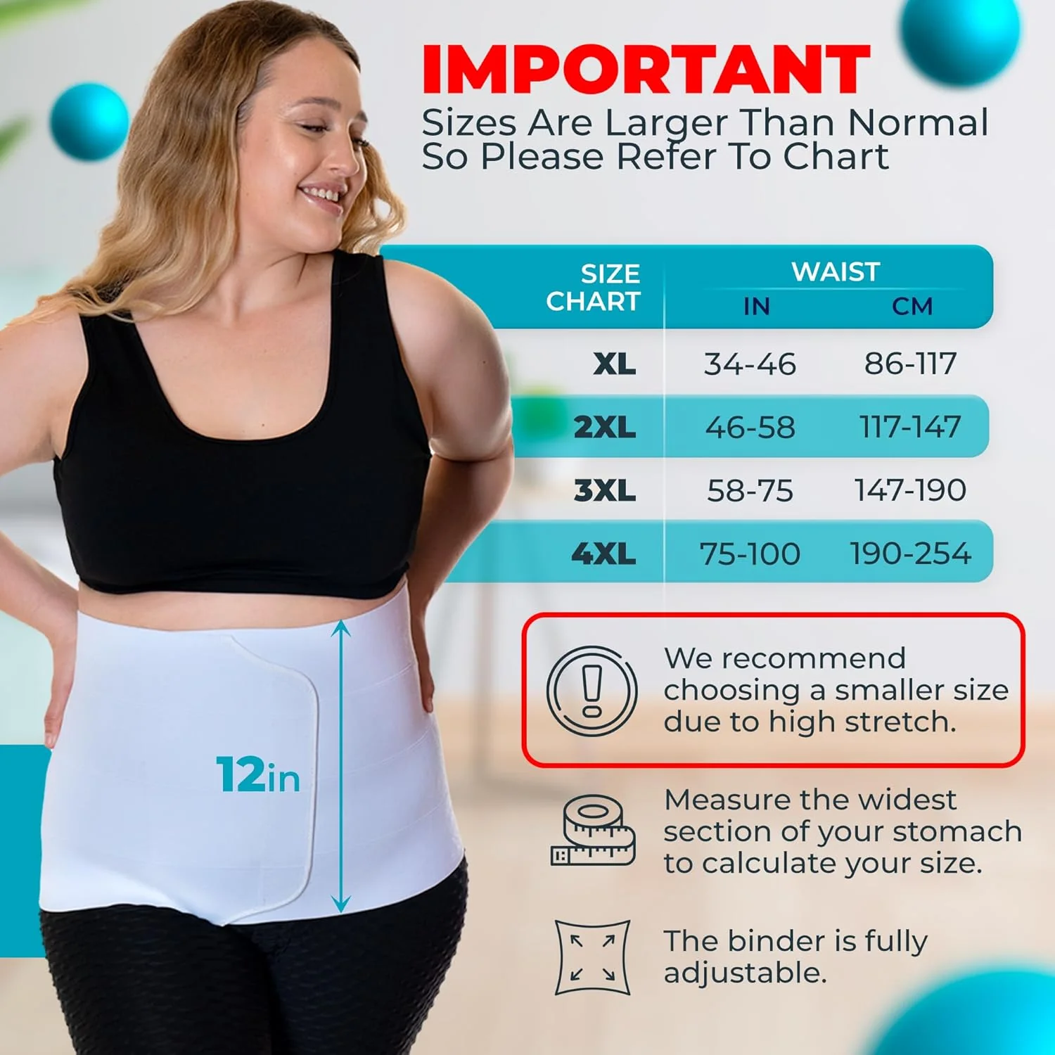 Plus Size 12 Inch Abdominal Binder - Image 4